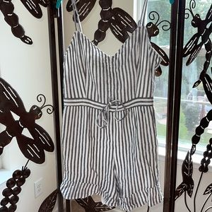 American eagle grey and white striped romper